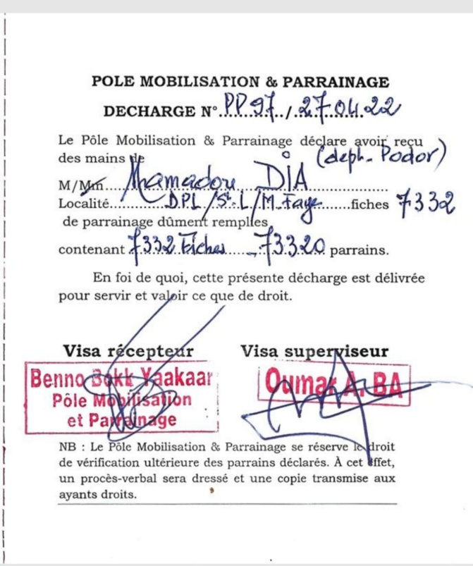 Département de Podor / Avec ses plus de 73 000 parrains: La coalition BBY dépasse largement l’objectif assigné 