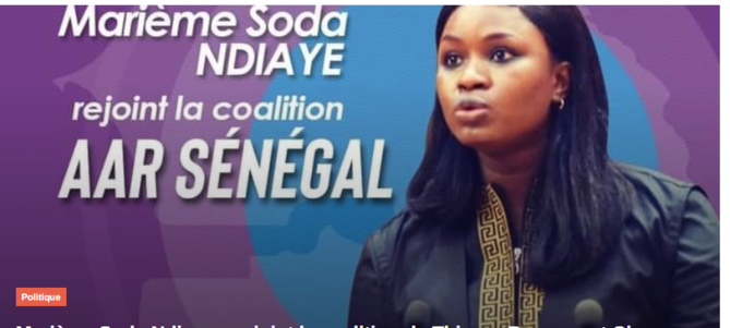Marième Soda Ndiaye rejoint la Coalition Aar Sénégal Marième Soda Ndiaye rejoint la Coalition Aar Sénégal