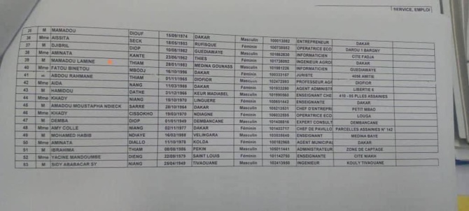 Voici les 14 premiers investis sur la liste nationale Yewwi Askan Wi, Dame Mbodji zappé (Documents)