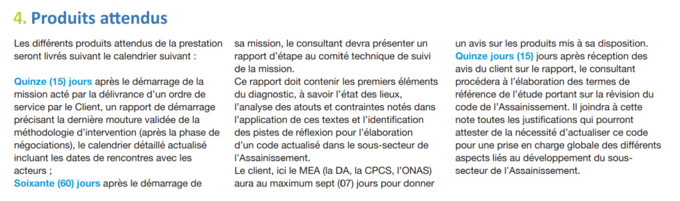 Diagnostic du cadre législatif et règlementaire dans le sous-secteur de l'assainissement : Termes de référence pour le recrutement d’un consultant