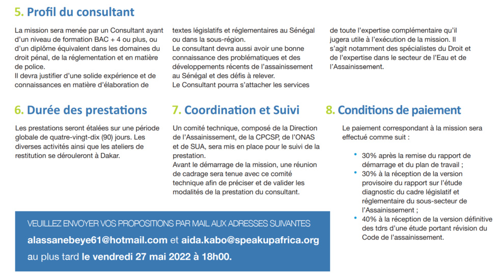 Diagnostic du cadre législatif et règlementaire dans le sous-secteur de l'assainissement : Termes de référence pour le recrutement d’un consultant