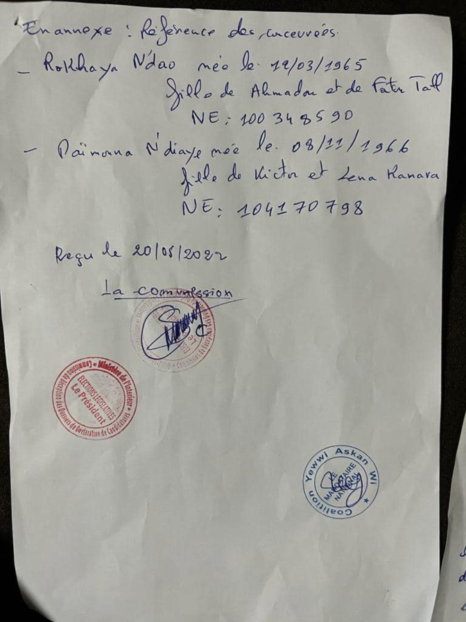 Une nouvelle qui tombe comme une bombe : Constat certifié par la DGE et la CENA, la liste de BBY est irrecevable Une nouvelle qui tombe comme une bombe : Constat certifié par la DGE et la CENA, la liste de BBY est irrecevable