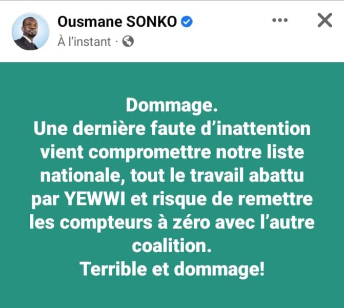 Yewwi Askan Wi hors course pour les Législatives : Ousmane Sonko invalide leur liste…