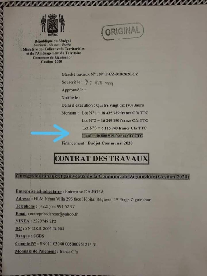 Marché de curage à Ziguinchor: ce qui montre que Sonko avançait des chiffres fictifs (document)