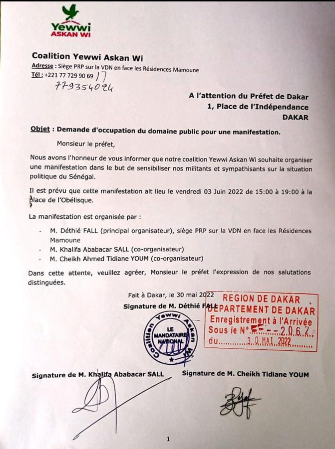 Situation politique du Sénégal : Yaw projette une manifestation, ce vendredi