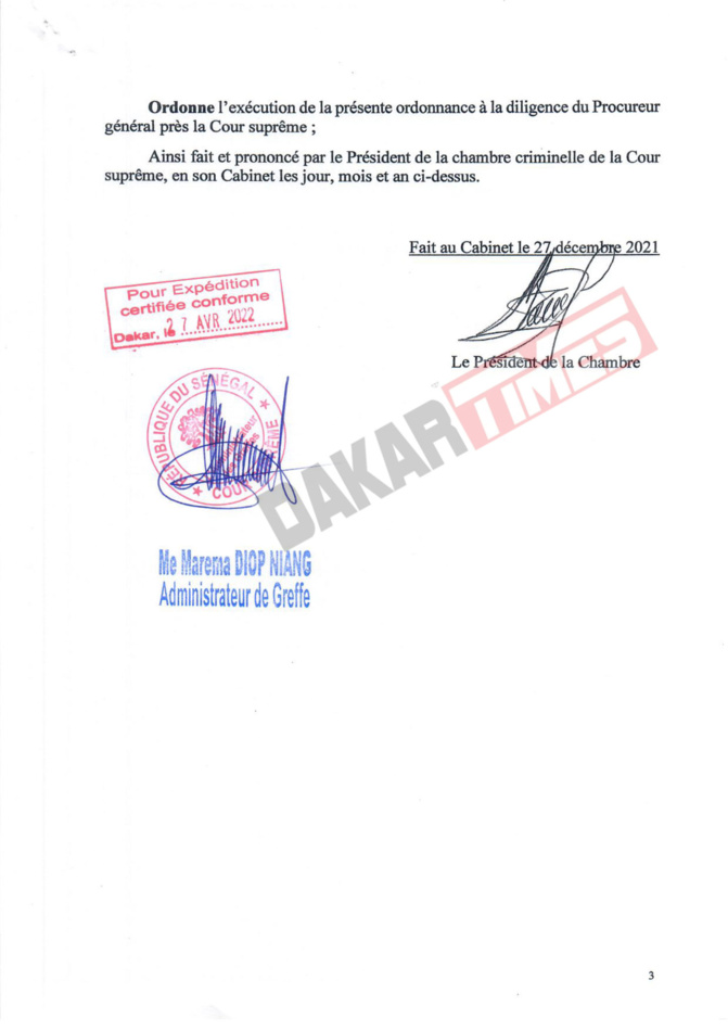 SONKO N’A APPORTE AUCUNE PREUVE : La Cour suprême blanchit Mamour DIALLO ( Dakartimes) SONKO N’A APPORTE AUCUNE PREUVE : La Cour suprême blanchit Mamour DIALLO ( Dakartimes)