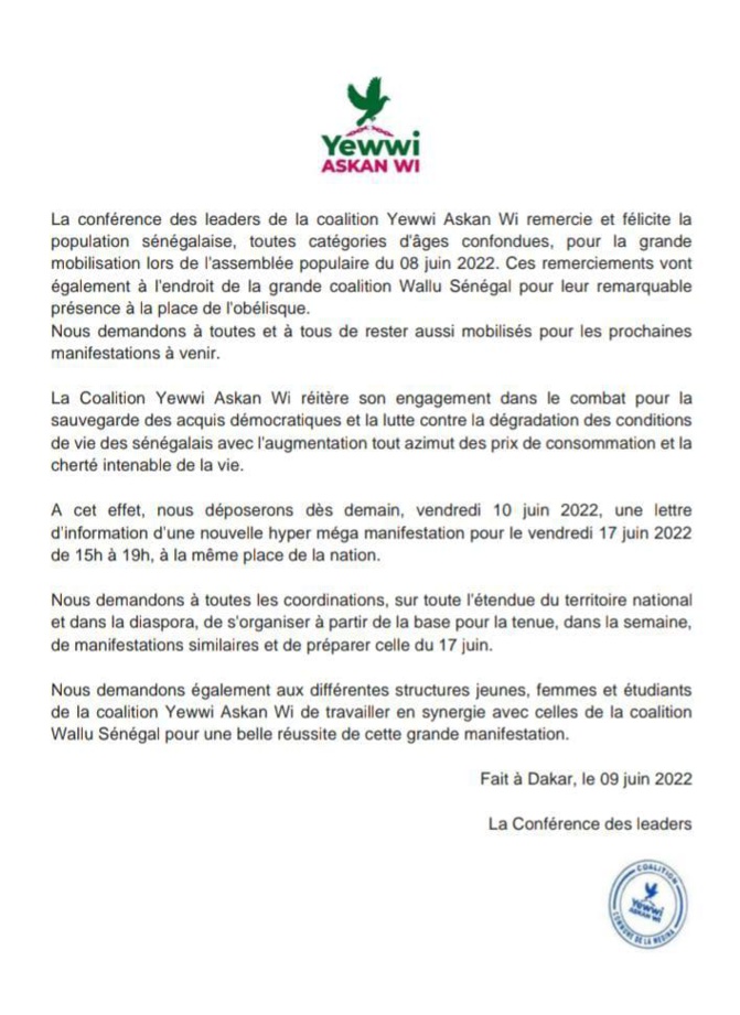 Manifestation: YAW va remettre le bleu de chauffe le 17 juin prochain Manifestation: YAW va remettre le bleu de chauffe le 17 juin prochain
