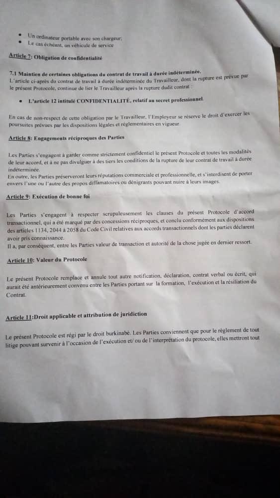  Wave Burkina: Protocole d'accord et accompagnement de 3 mois de salaire et quelques avantages aux licenciés 