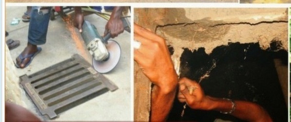 (5) Photos choquantes – Nigéria : Une présumée sorcière se change en un oiseau et reste coincée sous un drainage à Lagos… Regardez
