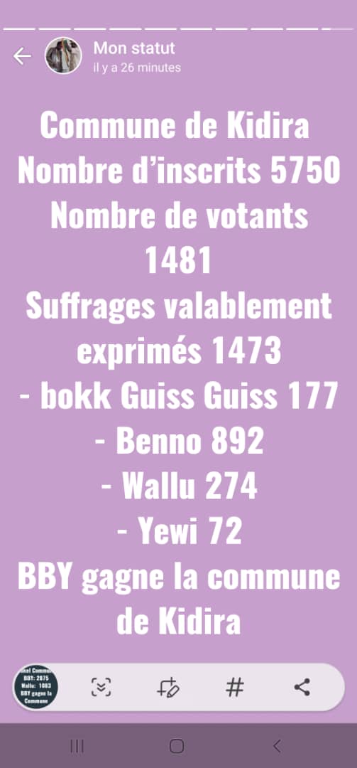 Législatives 2022 / Bakel Commune: BBY largement en tête