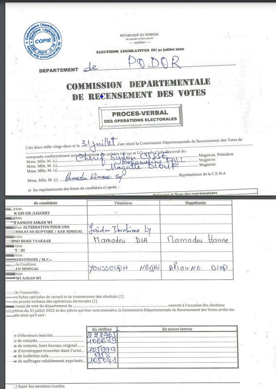 Législatives / Podor : BBY garde son "titre foncier" avec 91 653 voix contre 1 748 pour Yewwi