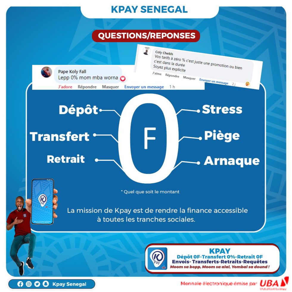 Transfert d'argent/zéro franc frais d'envoi et de retrait: Free Money imite Kpay