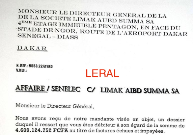 Dette de près de 5 milliards FCFA : C’est la Société Limak Summa sise à l’AIDB qui avait reçu une injonction Dette de près de 5 milliards FCFA : C’est la Société Limak Summa sise à l’AIDB qui avait reçu une injonction