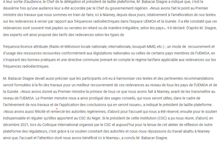 Babacar Diagne reçu par le Pm nigérien