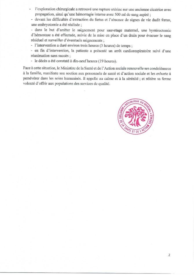 Décès de Mme Doura Diallo en salle d’accouchement : audit et version du ministère de la Santé Décès de Mme Doura Diallo en salle d’accouchement : audit et version du ministère de la Santé