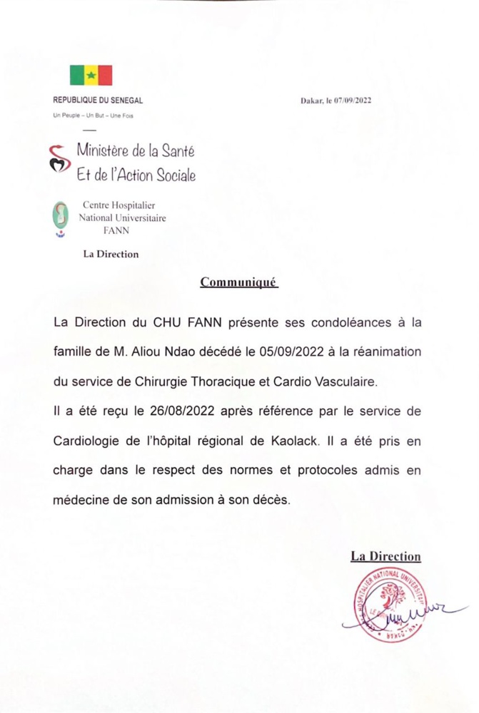 Décès de Imam Alioune Badara Ndao: Comment le CHU de Fann a réagi ?