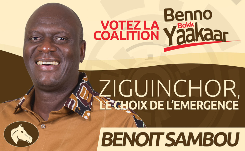 Les affiches de campagne de Benoit Sambou, candidat à la mairie de Ziguinchor