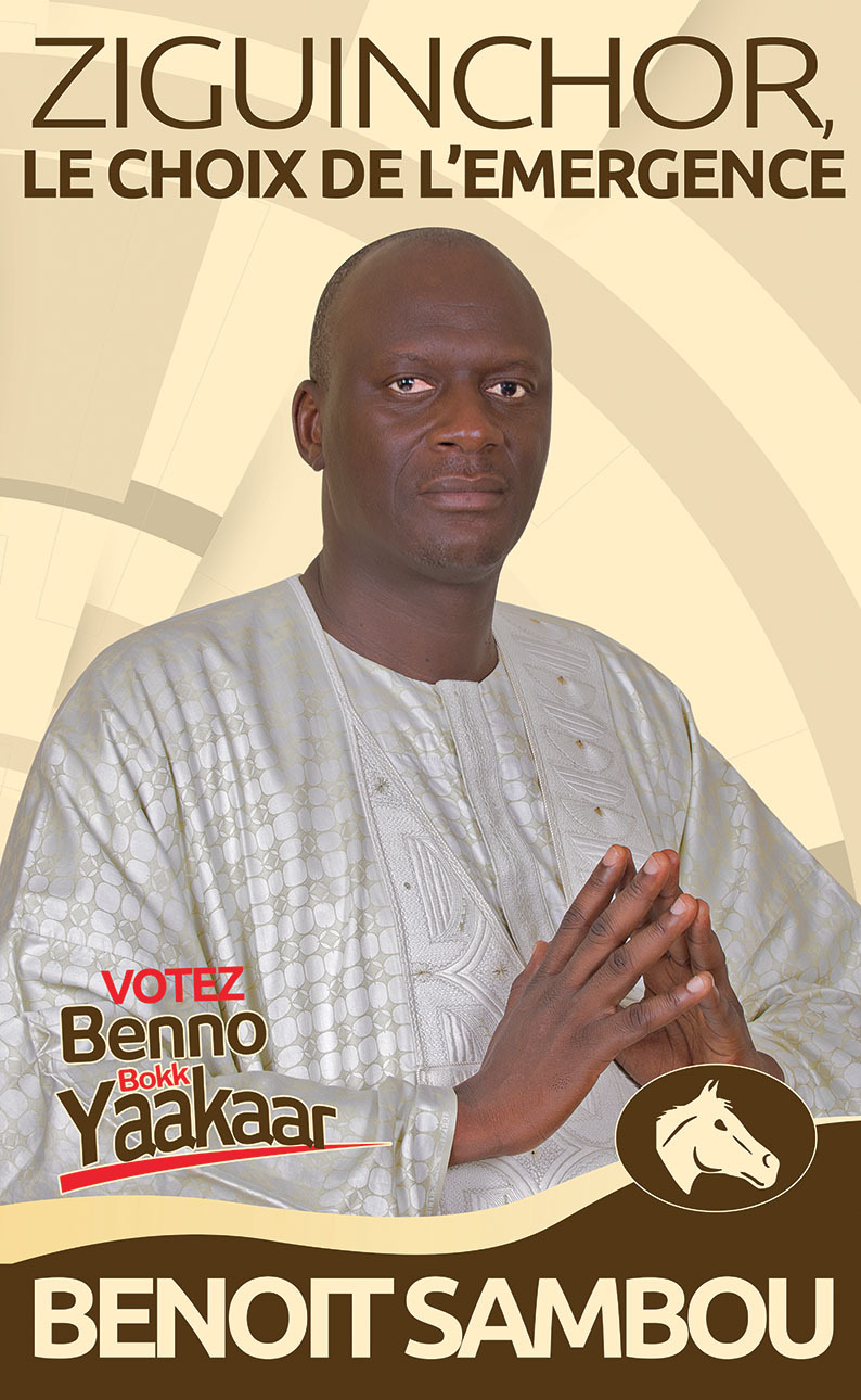 Les affiches de campagne de Benoit Sambou, candidat à la mairie de Ziguinchor