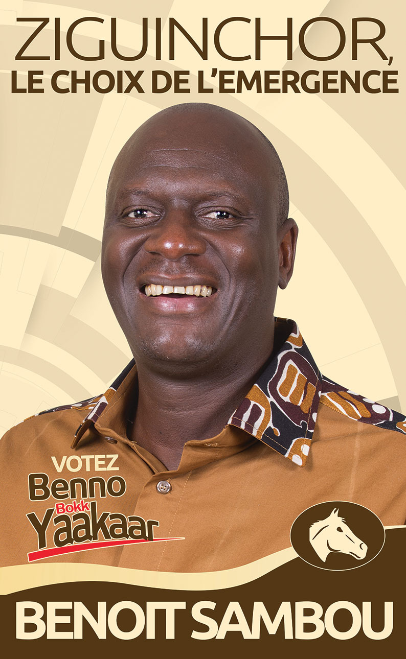 Les affiches de campagne de Benoit Sambou, candidat à la mairie de Ziguinchor