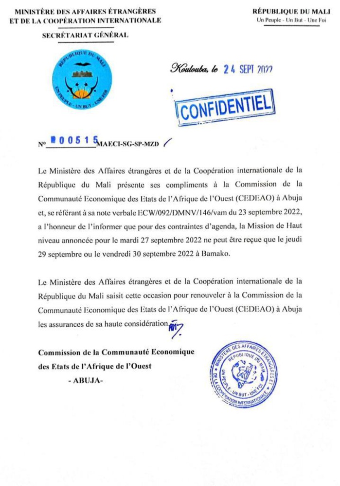 Mali: Goita repousse la visite de Macky Sall et de la CEDEAO