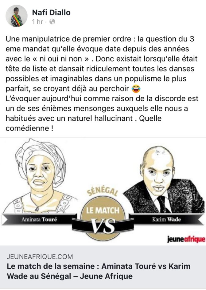 Sortie sur un 3ième mandat, raison de sa discorde avec Macky : Nafi Diallo traite Mimi Touré de tous les noms ! Sortie sur un 3ième mandat, raison de sa discorde avec Macky : Nafi Diallo traite Mimi Touré de tous les noms !
