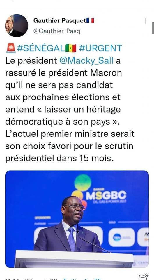 Fake news: Supposé échange entre Macky et Macron sur le 3ème mandat