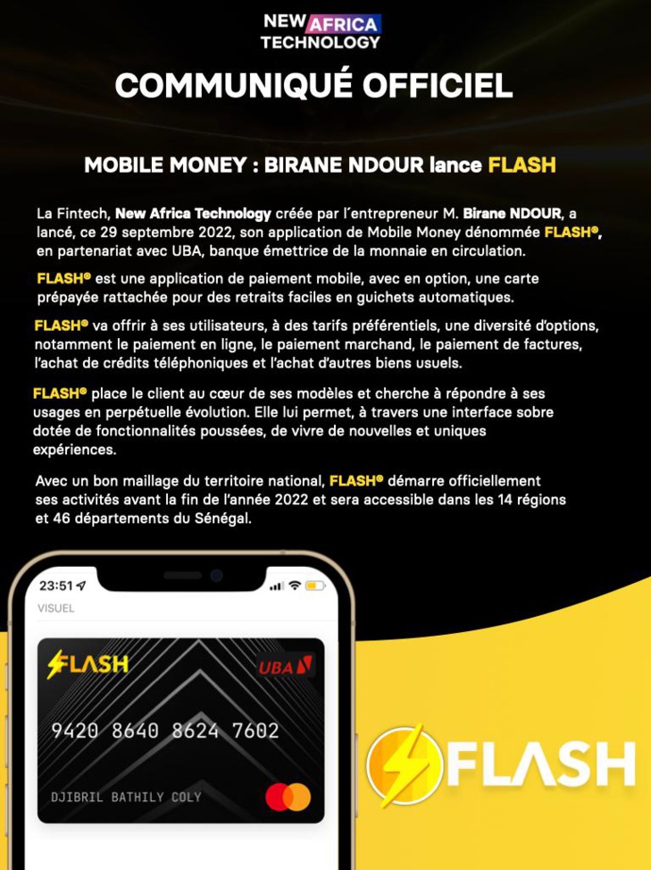 Mobile Money: M. Birane Ndour lance son application dénommée FLASH Mobile Money: M. Birane Ndour lance son application dénommée FLASH