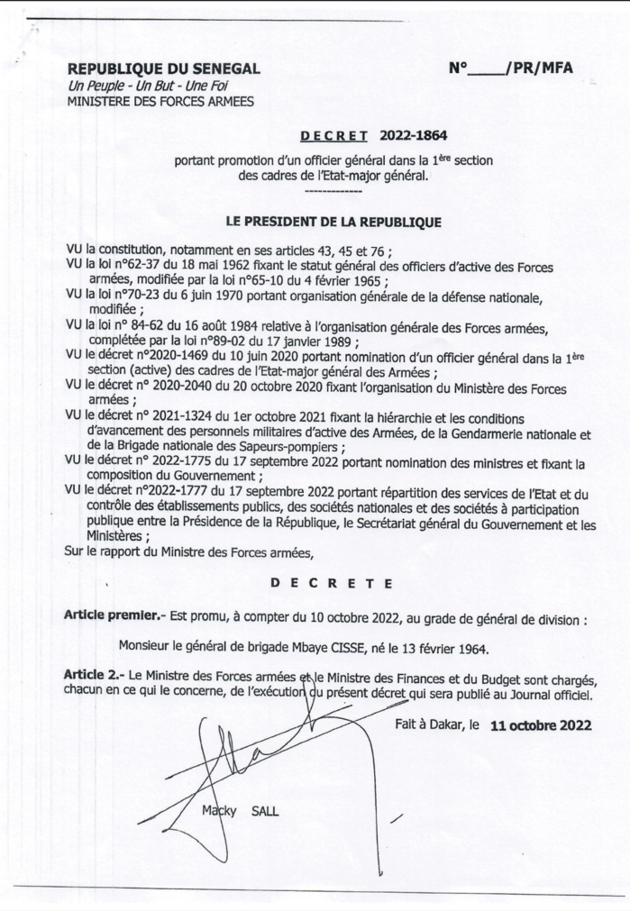 Le président de la République, Macky Sall signe plusieurs décrets de nomination (DOCUMENTS)