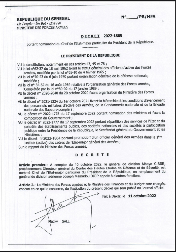 Le président de la République, Macky Sall signe plusieurs décrets de nomination (DOCUMENTS)