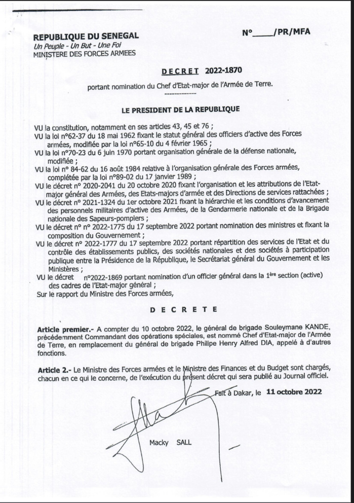 Le président de la République, Macky Sall signe plusieurs décrets de nomination (DOCUMENTS)