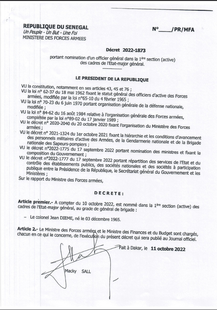 Le président de la République, Macky Sall signe plusieurs décrets de nomination (DOCUMENTS)