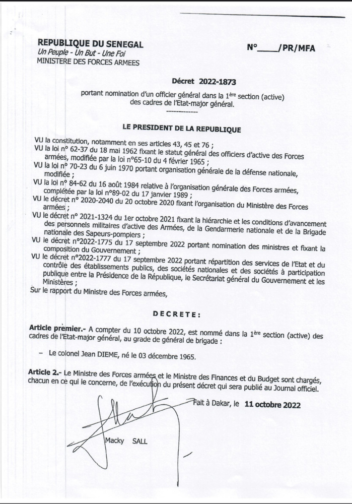 Le président de la République, Macky Sall signe plusieurs décrets de nomination (DOCUMENTS)