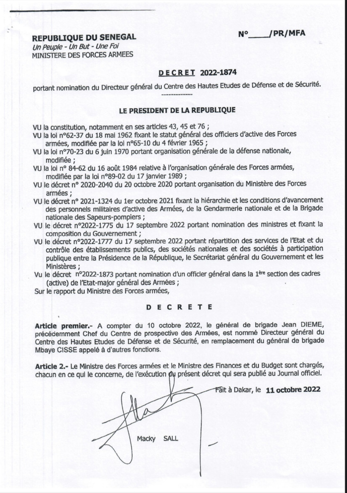 Le président de la République, Macky Sall signe plusieurs décrets de nomination (DOCUMENTS)