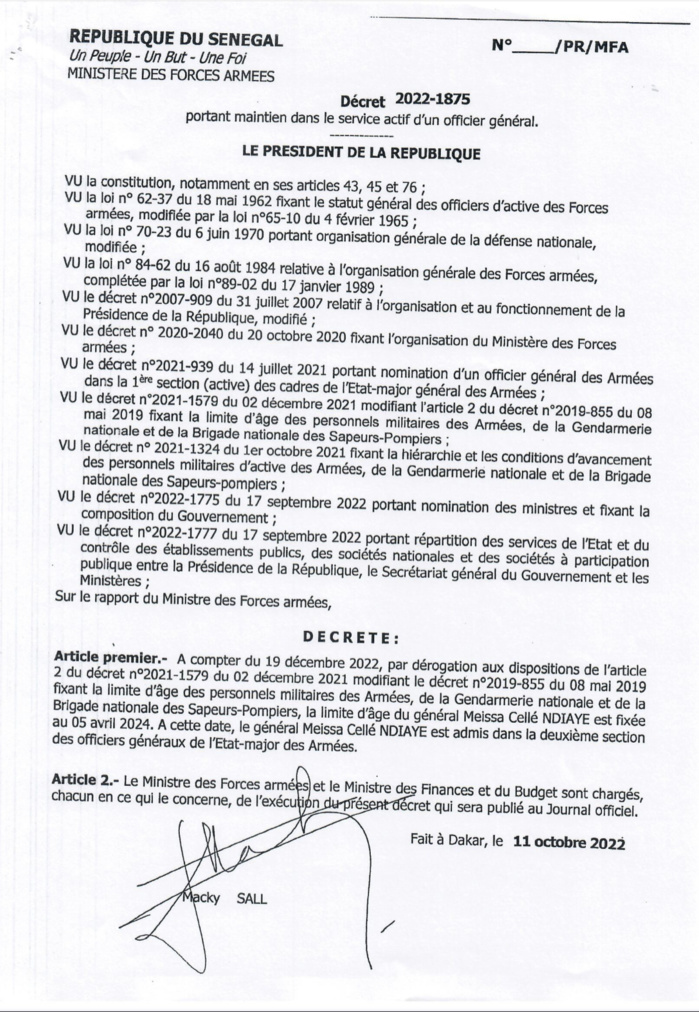 Le président de la République, Macky Sall signe plusieurs décrets de nomination (DOCUMENTS)