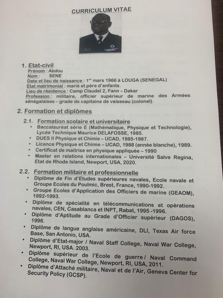 Parcours du Général Abdou Sène, nouveau Conseiller Défense du Premier Ministre Parcours du Général Abdou Sène, nouveau Conseiller Défense du Premier Ministre