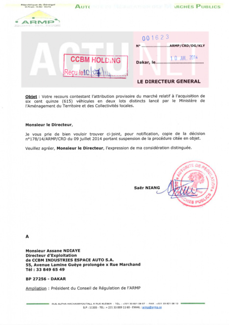 Attribution du marché de 615 véhicules pour les collectivités locales à TSE  : Serigne Mboup est-il un mauvais perdant ?