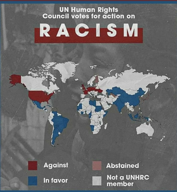 Lutte contre le racisme : Les Etats-Unis, la France, l’Angleterre, l’Allemagne et 5 autres pays occidentaux votent contre Lutte contre le racisme : Les Etats-Unis, la France, l’Angleterre, l’Allemagne et 5 autres pays occidentaux votent contre