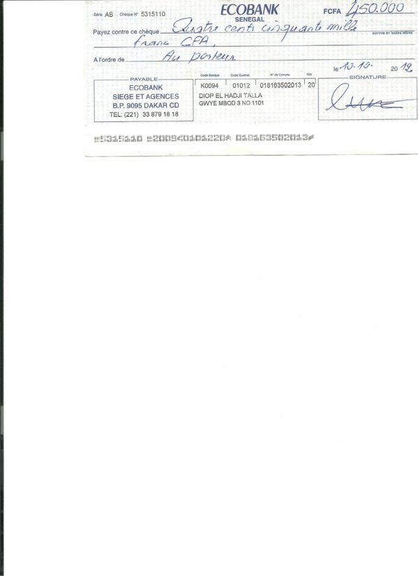 Documents - El Hadji Talla Diop, un escroc ?