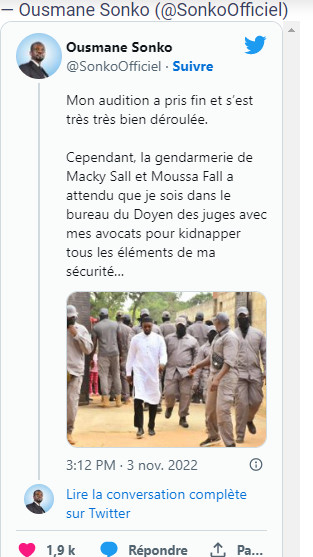 Sonko sur l'arrestation de ses gardes du corps: Sonko sur l'arrestation de ses gardes du corps: