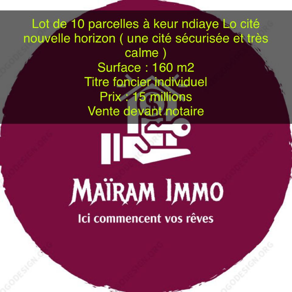 Avis et communiqué : 10 terrains à vendre à Cité Nouvel Horizon, à Keur Ndiaye Lô, à des prix très abordables