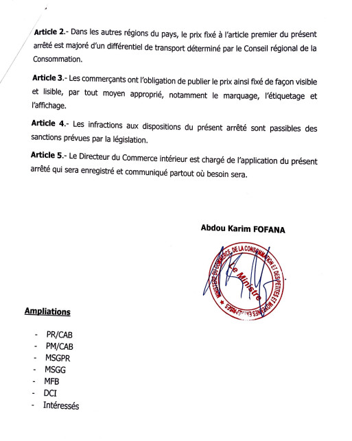 Baisse des prix: La mesure entre en vigueur ce samedi à 00h (Documents) Baisse des prix: La mesure entre en vigueur ce samedi à 00h (Documents)