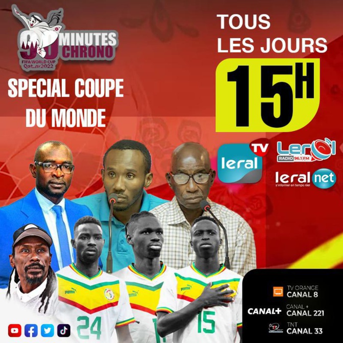 CM 2022 / 90mn Chrono: Suivez Sambou Biagui chaque jour à partir de 15h sur Leral Tv pour le débriefing