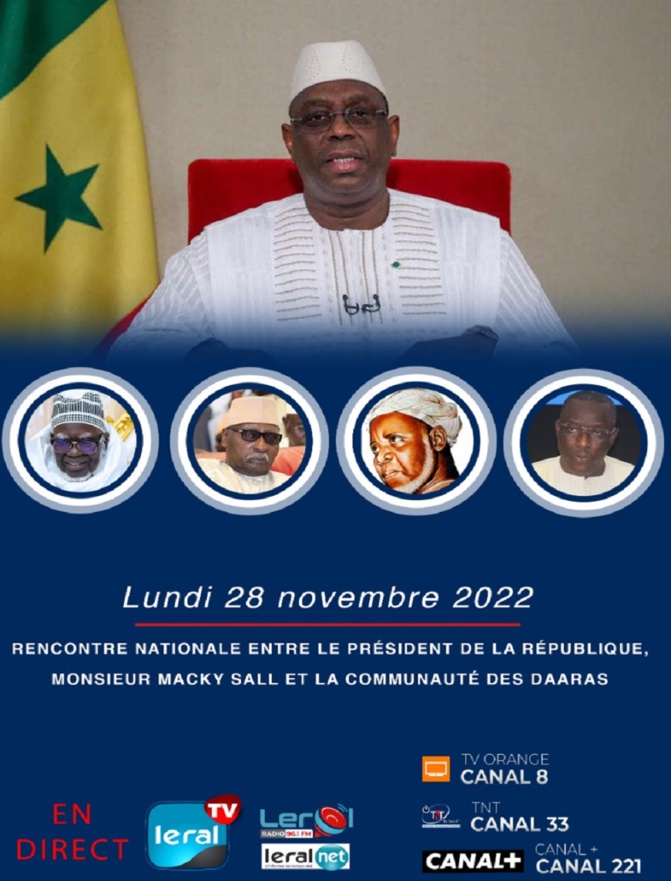 A suivre en direct sur Leral la rencontre entre le Président Macky Sall et la communauté des Daaras ce lundi 