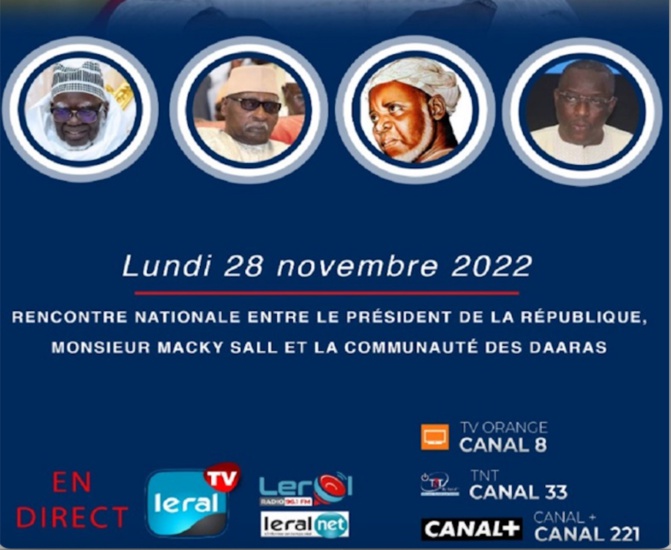 A suivre en direct sur Leral la rencontre entre le Président Macky Sall et la communauté des Daaras ce lundi 