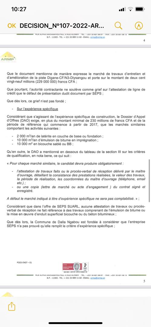 Travaux d'entretien et d'amélioration de la piste Digane/Dysangou : L'ARMP ordonne la suspension de la procédure de passation du marché