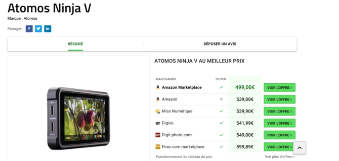 Un moniteur enregistreur Atomos Ninja V de 356.900, surfacturé à 15 millions ….