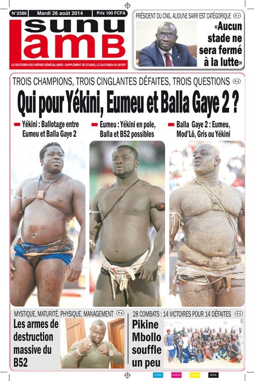 A la Une du Journal Sunu Lamb du mardi 26 aout 2014