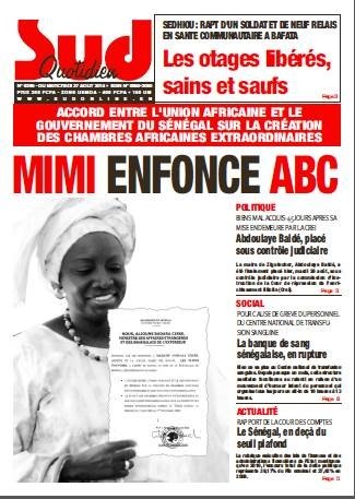 A la Une du Journal Sud Quotidien du mercredi 27 aout 2014