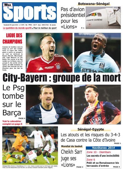 A la Une du Journal Waa Sports du vendredi 29 août 2014