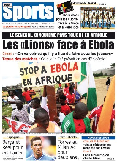  A la Une du Journal Waa Sports du samedi 30 août 2014